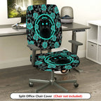 2-Piece Cat Floral Glow Halloween Mystical Enchanted  Computer Chair Cover Set, Seat and Backrest