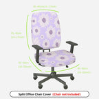 2-Piece Floral Purple Daisy Pattern  Computer Chair Cover Set, Seat and Backrest