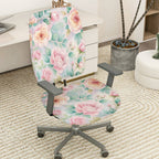 2-Piece Floral Romantic Pastel Elegant Delicate  Computer Chair Cover Set, Seat and Backrest