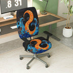 2-Piece Abstract Artistic Vibrant Swirl Water Wave  Computer Chair Cover Set, Seat and Backrest