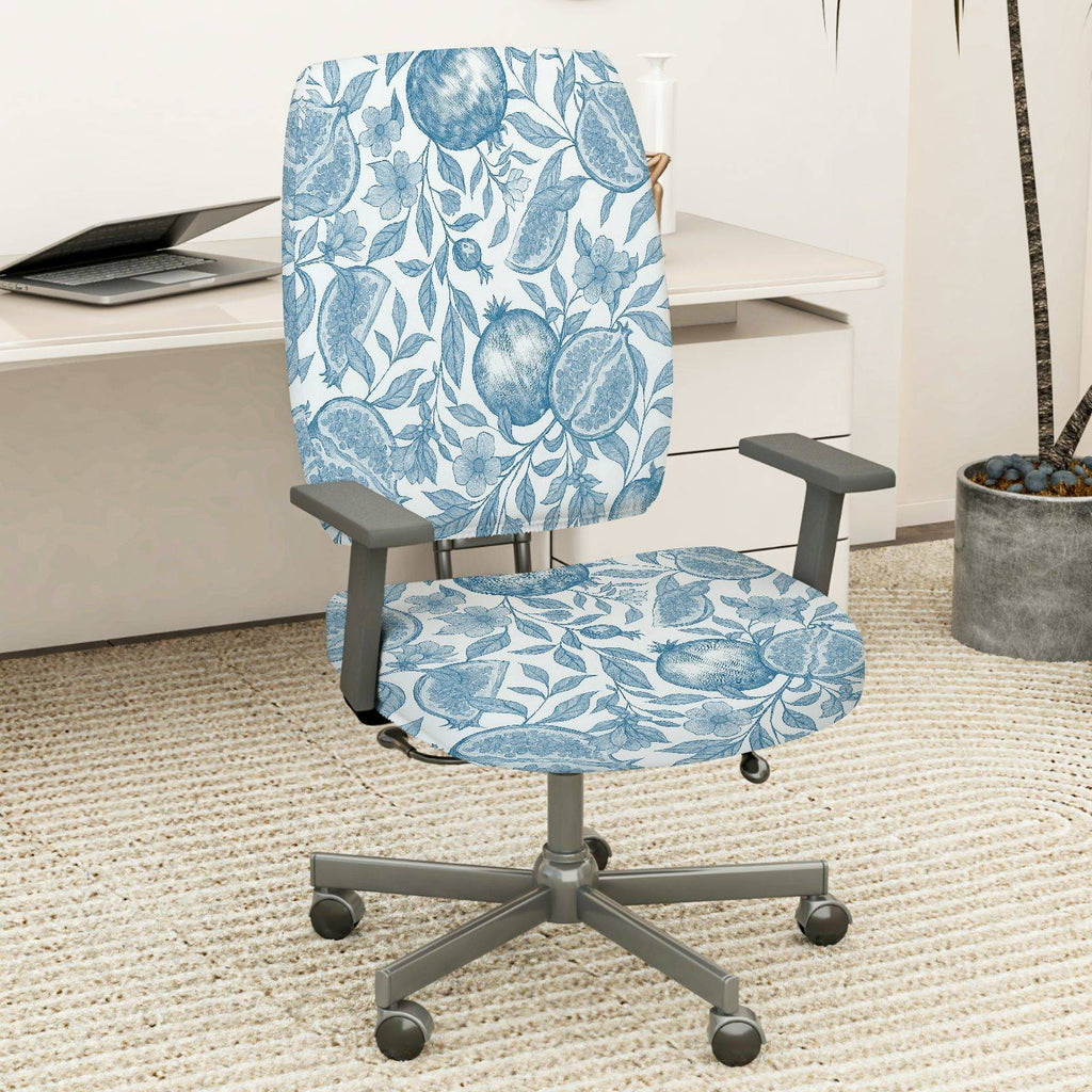 2-Piece Floral Pattern Fruit Botanical Nature  Computer Chair Cover Set, Seat and Backrest