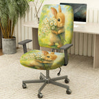 2-Piece Cute Bunny Daisy Floral Spring Summer  Computer Chair Cover Set, Seat and Backrest