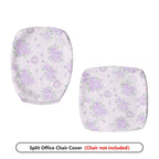 2-Piece Floral Purple Gray Pattern Decorative  Computer Chair Cover Set, Seat and Backrest