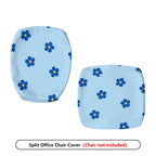 2-Piece Blue Flower Pattern Decorative  Computer Chair Cover Set, Seat and Backrest