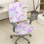 2-Piece Pastel Floral Leaves Abstract Geometry  Computer Chair Cover Set, Seat and Backrest