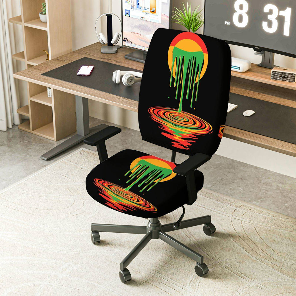 2-Piece Abstract Colorful Dripping Artistic Pattern Creative  Computer Chair Cover Set, Seat and Backrest
