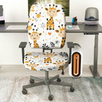 2-Piece Cute Animal Giraffe Floral Heart  Computer Chair Cover Set, Seat and Backrest