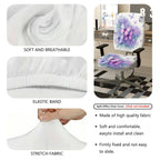 2-Piece Butterfly Floral Pastel Elegant Delicate  Computer Chair Cover Set, Seat and Backrest