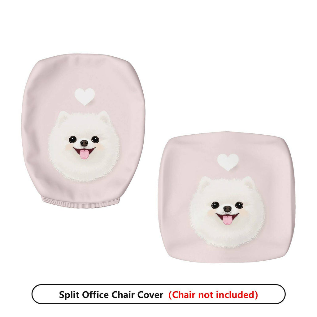 2-Piece Cute Dog Heart Pink Cozy Fun  Computer Chair Cover Set, Seat and Backrest