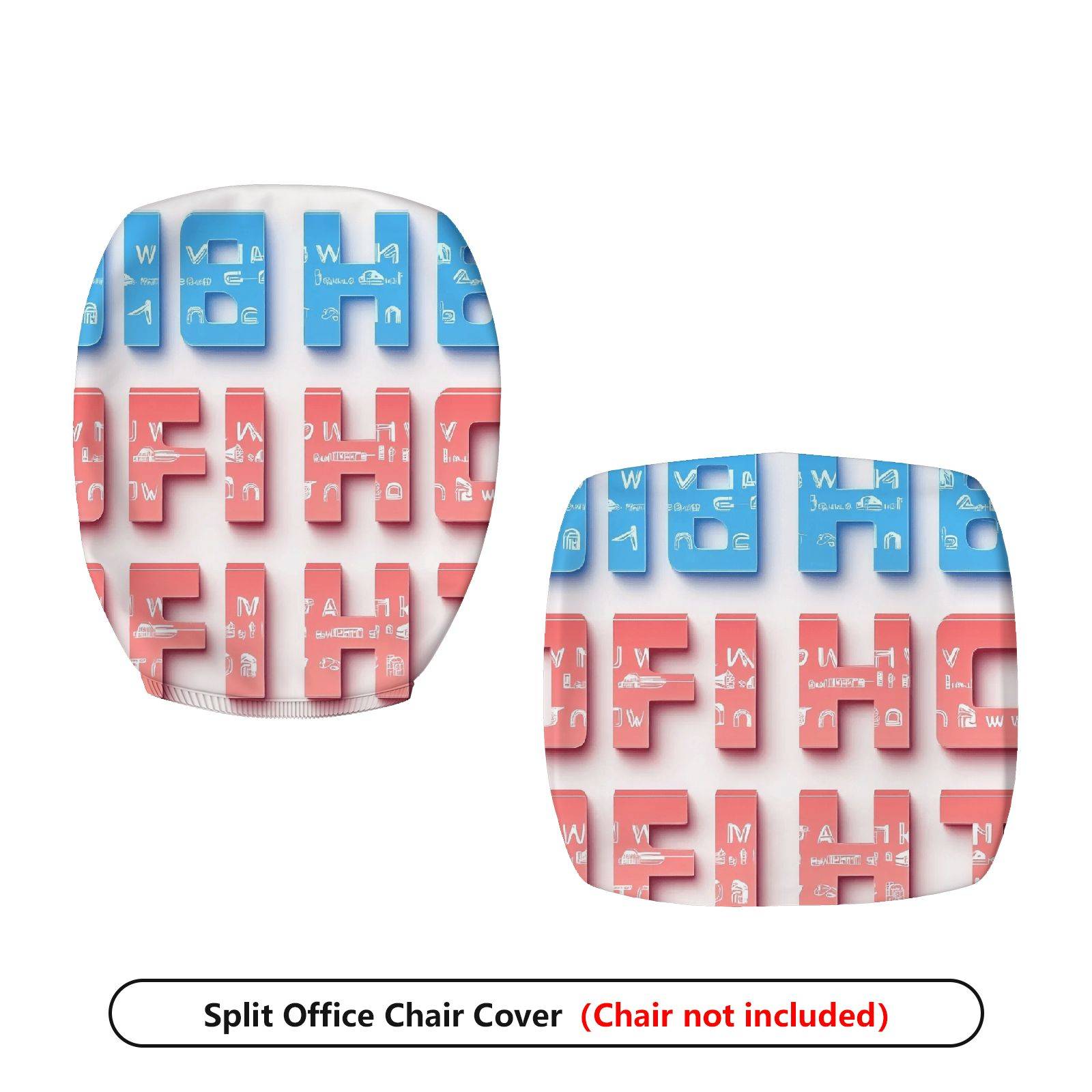 2-Piece 3D Letter Print Modern Abstract  Computer Chair Cover Set, Seat and Backrest