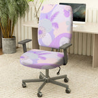 2-Piece Pastel Floral Leaves Abstract Geometry  Computer Chair Cover Set, Seat and Backrest