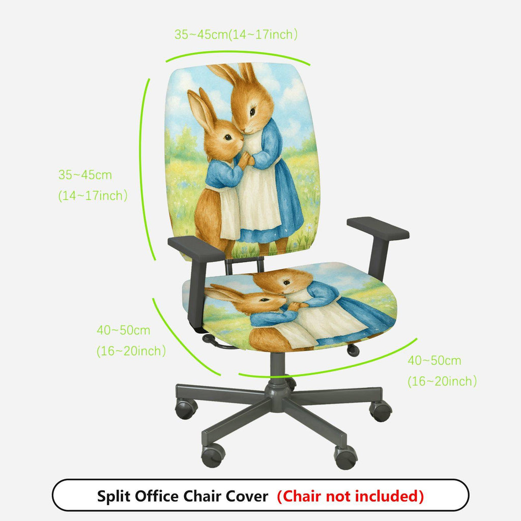 2-Piece Cute Animal Artistic Decorative Easter  Computer Chair Cover Set, Seat and Backrest