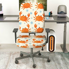 2-Piece Cute Crab Pattern  Computer Chair Cover Set, Seat and Backrest