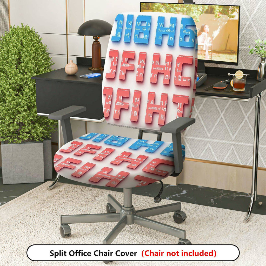 2-Piece 3D Letter Print Modern Abstract  Computer Chair Cover Set, Seat and Backrest