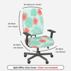 2-Piece Tropical Flower Leaf Pattern Green Pink  Computer Chair Cover Set, Seat and Backrest