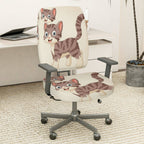 2-Piece Cute Cat Pattern Animal  Computer Chair Cover Set, Seat and Backrest