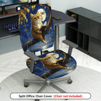 2-Piece Cat Reading Moon Night Starry Swing  Computer Chair Cover Set, Seat and Backrest