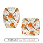 2-Piece Christmas Robin Bird Berry Tree Flower  Computer Chair Cover Set, Seat and Backrest