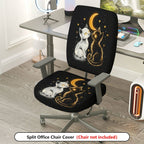 2-Piece Moonlight Cat Lovers Stars Hearts Cosmic  Computer Chair Cover Set, Seat and Backrest