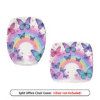 2-Piece Butterfly Rainbow Colorful Pattern Cute Decorative  Computer Chair Cover Set, Seat and Backrest