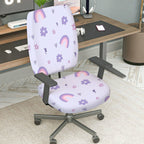 2-Piece Rainbow Flower Heart Star Purple  Computer Chair Cover Set, Seat and Backrest