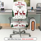 2-Piece Christmas Reindeer Snowflake Tree Plaid  Computer Chair Cover Set, Seat and Backrest