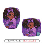 2-Piece purple heart girl cute teddy bear  Computer Chair Cover Set, Seat and Backrest