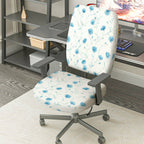 2-Piece Floral Pattern Blue Cornflower  Computer Chair Cover Set, Seat and Backrest