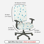 2-Piece Floral Pattern Blue Cornflower  Computer Chair Cover Set, Seat and Backrest