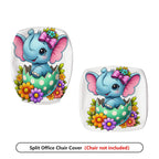 2-Piece Cute Colorful Floral Happy Easter  Computer Chair Cover Set, Seat and Backrest