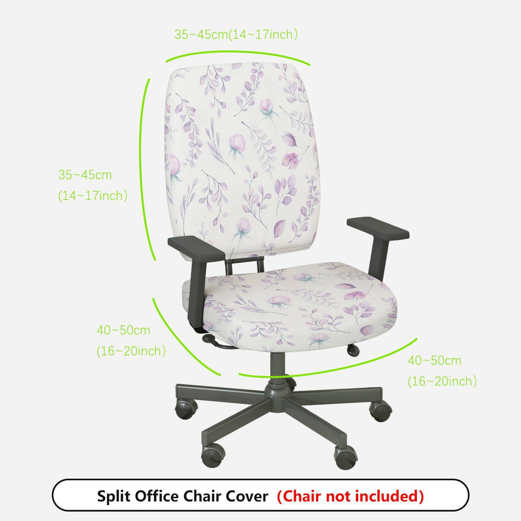2-Piece Floral Pastel Elegant  Computer Chair Cover Set, Seat and Backrest
