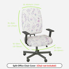 2-Piece Floral Pastel Elegant  Computer Chair Cover Set, Seat and Backrest