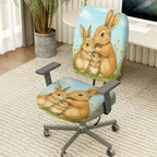 2-Piece Cute Rabbit Family Spring Pastoral Nature Art  Computer Chair Cover Set, Seat and Backrest
