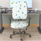 2-Piece Floral Pattern Blue Cornflower  Computer Chair Cover Set, Seat and Backrest