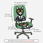 2-Piece Cat Business Suit Pattern Fun Creative Unique  Computer Chair Cover Set, Seat and Backrest