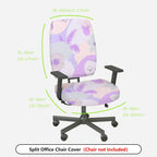 2-Piece Pastel Floral Leaves Abstract Geometry  Computer Chair Cover Set, Seat and Backrest