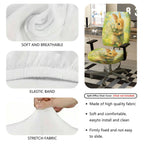 2-Piece Cute Bunny Daisy Floral Spring Summer  Computer Chair Cover Set, Seat and Backrest