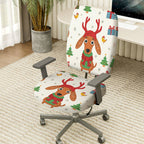 2-Piece Christmas Dog Reindeer Pattern Festive Holiday  Computer Chair Cover Set, Seat and Backrest