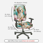 2-Piece Floral Dog Pattern Colorful Cute Relaxing  Computer Chair Cover Set, Seat and Backrest