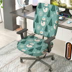2-Piece Christmas Snowman Pine Tree Snowflake Holiday Winter  Computer Chair Cover Set, Seat and Backrest