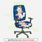 2-Piece Cute cat blue pink heart music bow  Computer Chair Cover Set, Seat and Backrest