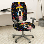 2-Piece Dog Birthday Party Celebration Colorful Festive  Computer Chair Cover Set, Seat and Backrest