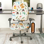 2-Piece Christmas Snowman Gingerbread Bells Holly  Computer Chair Cover Set, Seat and Backrest