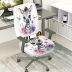 2-Piece Zebra Flower Butterfly Cute  Computer Chair Cover Set, Seat and Backrest