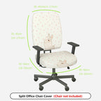 2-Piece Cute Animal Floral Pattern  Computer Chair Cover Set, Seat and Backrest