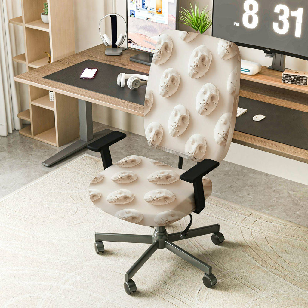 2-Piece Abstract Artistic Modern Stylish Unique Creative  Computer Chair Cover Set, Seat and Backrest