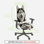 2-Piece Cute Husky Dog Animal Print Stretch  Computer Chair Cover Set, Seat and Backrest