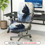 2-Piece Black Cat Gothic Mysterious Art Halloween  Computer Chair Cover Set, Seat and Backrest