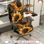 2-Piece sunflower floral pattern autumn sunburst yellow  Computer Chair Cover Set, Seat and Backrest