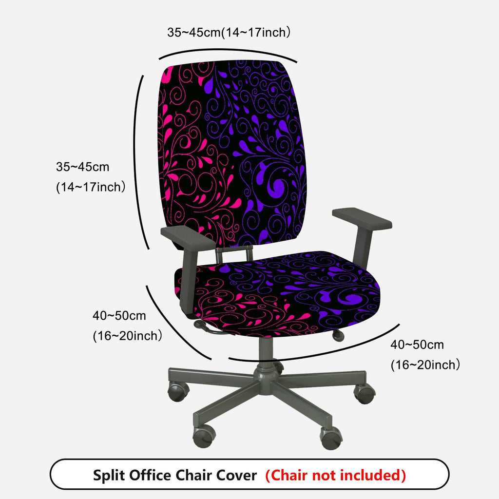 2-Piece Abstract Floral Swirl Pattern Black Purple Pink  Computer Chair Cover Set, Seat and Backrest